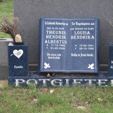 POTGIETER Theunis Hendrik Albertus 1940-2000 &amp; Louisa Hendrika 1941-1993