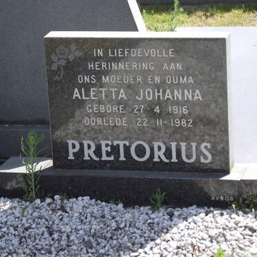 PRETORIUS Aletta Johanna 1916-1982