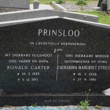 PRINSLOO Ronald Carter 1923-1971 &amp; Catherina Magriet Etresia 1928-1981