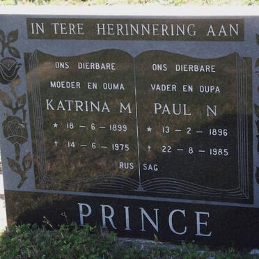 PRINCE Paul N. 1896-1985 &amp; Katrina M. 1899-1975