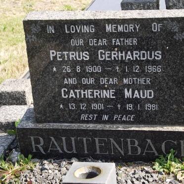 RAUTENBACH Petrus Gerhardus 1900-1966 &amp; Catherine Maud 1901-1981