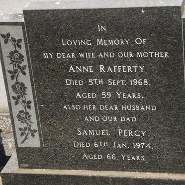 RAFFERTY Anne -1968 &amp; Samuel Percy -1974