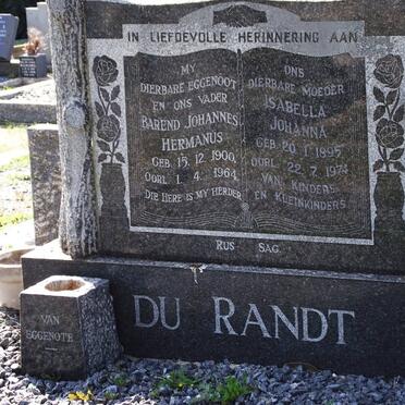 RANDT Barend Johannes Hermanus, du 1900-1964 &amp; Isabella Johanna 1895-1974