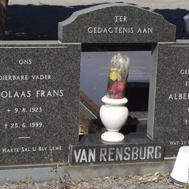 RENSBURG Nicolaas Frans, van 1923-1999 &amp; Albertha Jacoba 1916-1979