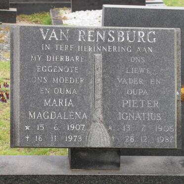 RENSBURG Pieter Ignatius, van 1906-1987 &amp; Maria Magdalena 1907-1973