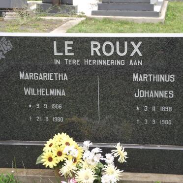 ROUX Marthinus Johannes, le 1898-1980 &amp; Margarietha Wilhelmina 1906-1980