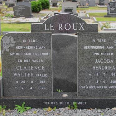 ROUX Clarence Walter, le 1918-1976 &amp; Jacoba Hendrika 1922-2003
