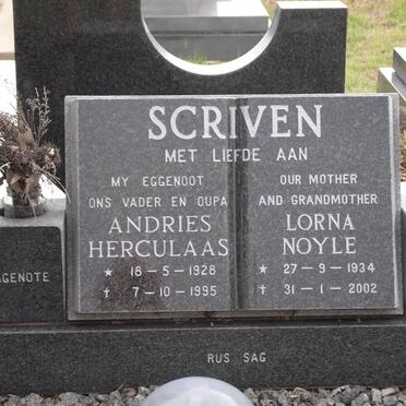SCRIVEN Andries Herculaas 1928-1995 &amp; Lorna Noyle 1934-2002