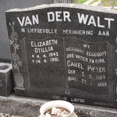 SCHOULTZ Elizabeth Otillia formerly VAN DER WALT 1943-1991 :: WALT Carel Pieter, van der 1904-1969