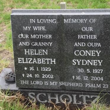 SCHOLTZ Coney Sydney 1927-2004 &amp; Helen Elizabeth 1929-2002