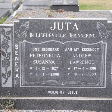 SENEKAL Petronella Susanna formerly JUTA 1927-2008 :: JUTA Andrew Lawrence 1916-1983
