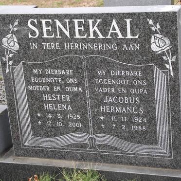 SENEKAL Jacobus Hermanus 1924-1988 &amp; Hester Helena 1925-2001