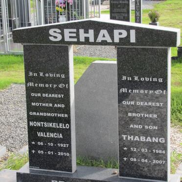 SEHAPI Nontsikelelo Valencia 1927-2010 :: SEHAPI Thabang 1984-2007