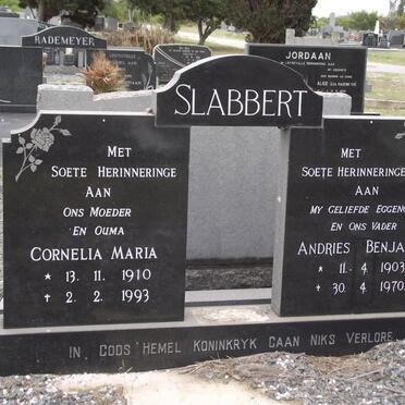 SLABBERT Andries Benjamin 1903-1970 &amp; Cornelia Maria 1910-1993