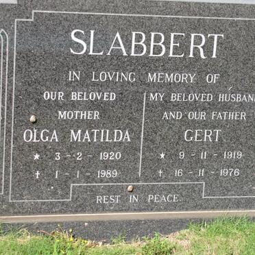SLABBERT Gert 1919-1976 &amp; Olga Matilda 1920-1989