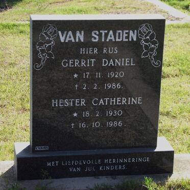 STADEN Gerrit Daniel, van 1920-1986 &amp; Hester Catherine 1930-1986