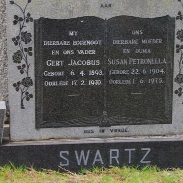 SWARTZ Gert Jacobus 1893-1970 &amp; Susan Petronella 1904-1975