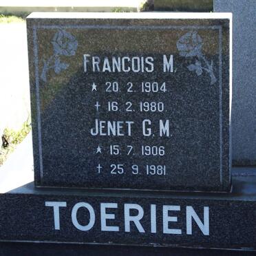 TOERIEN Francois M. 1904-1980 &amp; Jenet G.M. 1906-1981