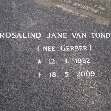 TONDER Rosalind Jane, van nee GERBER 1952-2009