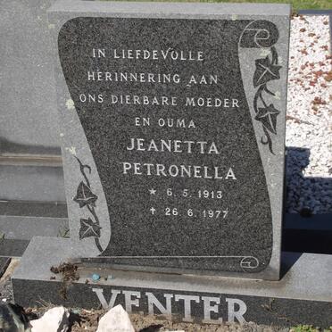 VENTER Jeanetta Petronella 1913-1977