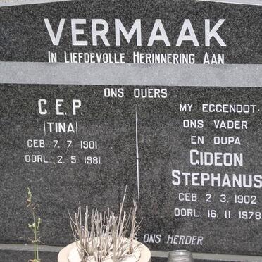 VERMAAK C.E.P. 1901-1981 &amp; Gideon Stephanus 1902-1978