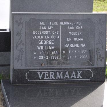 VERMAAK George William 1931-1992 &amp; Barendina 1931-2008