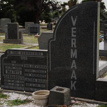 VERMAAK Mathys Gerhardus 1919-1981 :: GOEVERDEN Jacoba Maria, van voorheen VERMAAK nee BARKHUIZEN 1922-1979