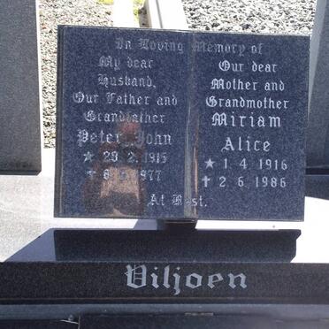 VILJOEN Peter John 1915-1977 &amp; Miriam Alice 1916-1986