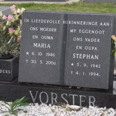 VORSTER Stephan 1942-1994 &amp; Maria 1946-2006