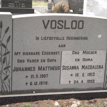 VOSLOO Johannes Mattheus 1907-1970 &amp; Susanna Magdalena 1913-1992