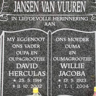VUUREN David Herculas, jansen van 1914-2002 &amp; Willie Jacoba 1923-2004