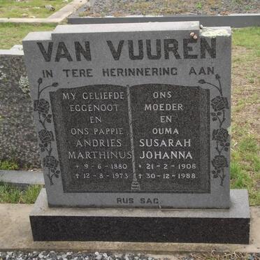 VUUREN Andries Marthinus, van 1880-1973 &amp; Susarah Johanna 1908-1988