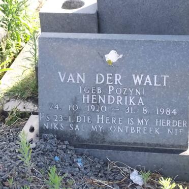 WALT Hendrika, van der nee POZYN 1920-1984