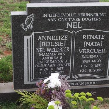 WELDRICK Annelize nee NEL 1967-2007 :: VERCUIL Renate nee NEL 1971-2009