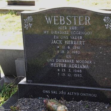 WEBSTER Jack Herbert 1941-1982 &amp; Hester Adriana 1948-1985