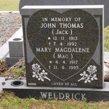WELDRICK John Thomas 1913-1992 &amp; Mary Magdalene 1917-1995.JPG
