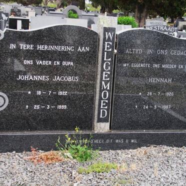 WELGEMOED Johannes Jacobus 1922-1999 &amp; J.G. 1920-1987