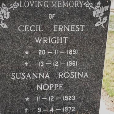 WRIGHT Cecil Ernest 1891-1961 :: NOPPE Susanna Rosina 1923-1972