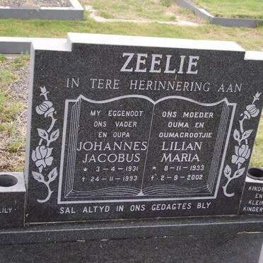 ZEELIE Johannes Jacobus 1931-1993 &amp; Lilian Maria 1933-2002