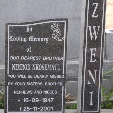 ZWENI Nimrod Nkosemntu 1947-2001