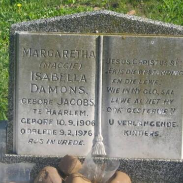 DAMONS Margaretha Isabella nee JACOBS 1906-1976