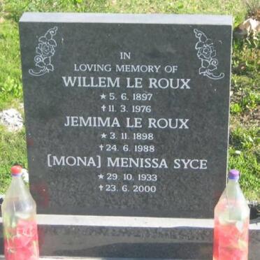 ROUX Willem, le 1897-1976 &amp; Jemima 1898-1988 :: SYCE Menissa 1923-2000