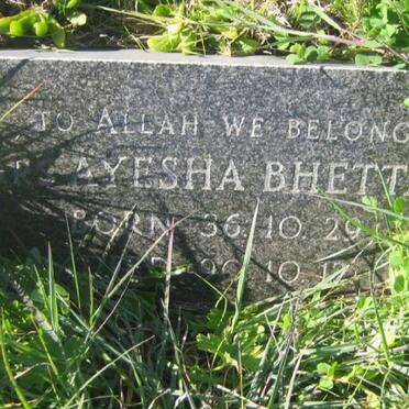 BHETTA Ayesha 1929-2012