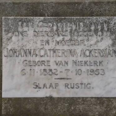ACKERMANN Johanna Catherina nee VAN NIEKERK 1882-1953