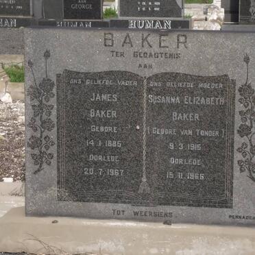 BAKER James 1885-1967 &amp; Susanna Elizabeth VAN TONDER 1915-1965