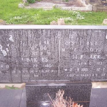 BAKKES J.H.L. 1894-1954 &amp; M.F. GREEFF 1901-1986