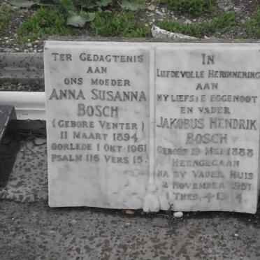 BOSCH Jakobus Hendrik 1888-1951 &amp; Anna Susanna VENTER 1894-1961