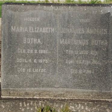 BOTHA Johannes Andries Marthinus 1879-1965 &amp; Maria Elizabeth 1891-1975