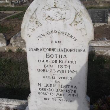 BOTHA Gesina Cornelia Dorothea DE KLERK 1874-1924 &amp; H. Jurie 1878-1954