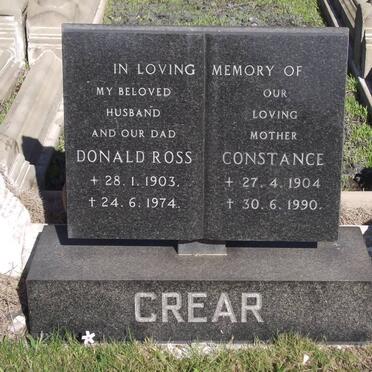 CREAR Donald Ross 1903-1974 &amp; Constance 1904-1990